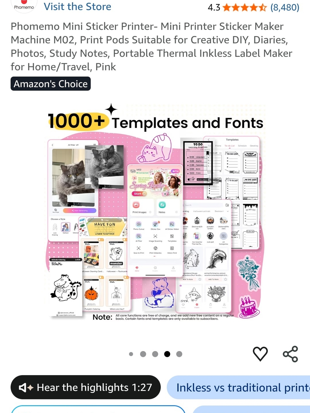 Pink Portable Mini Sticker Printer - Picture 10 of 13